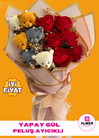 Yapay Gül Peluş Ayıcık